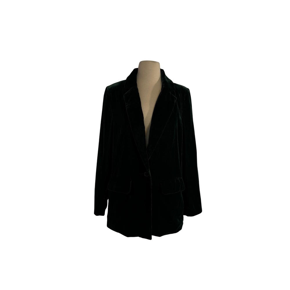 Old Navy Forest Green Velvet Single Breasted Blazer Jacket Pocketed SZ M
